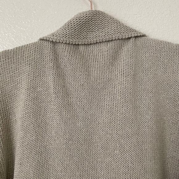 Aran‎ Crafts Ireland Cardigan Womens Large Tan Knit Eyelet Fisherman Sweater - Picture 9 of 13